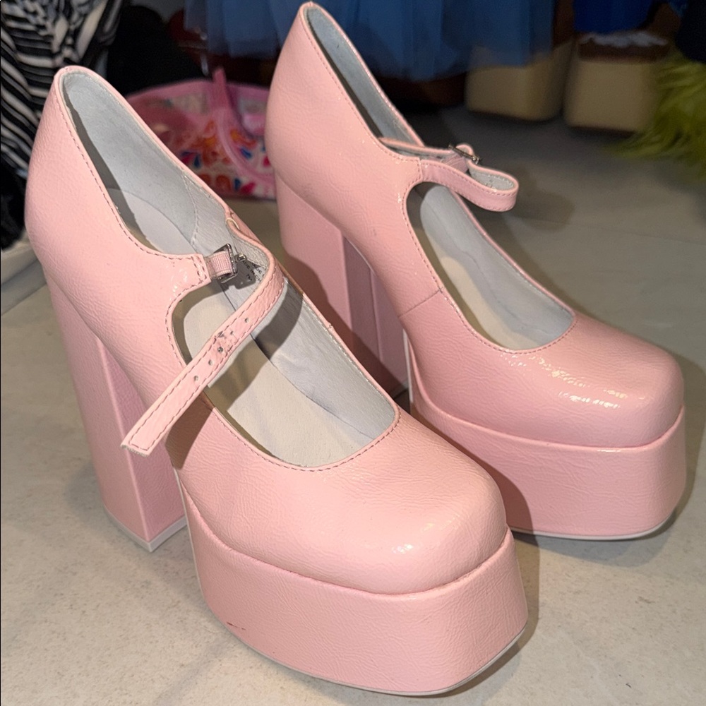 Jeffrey Campbell Pink Platform Mary Janes
